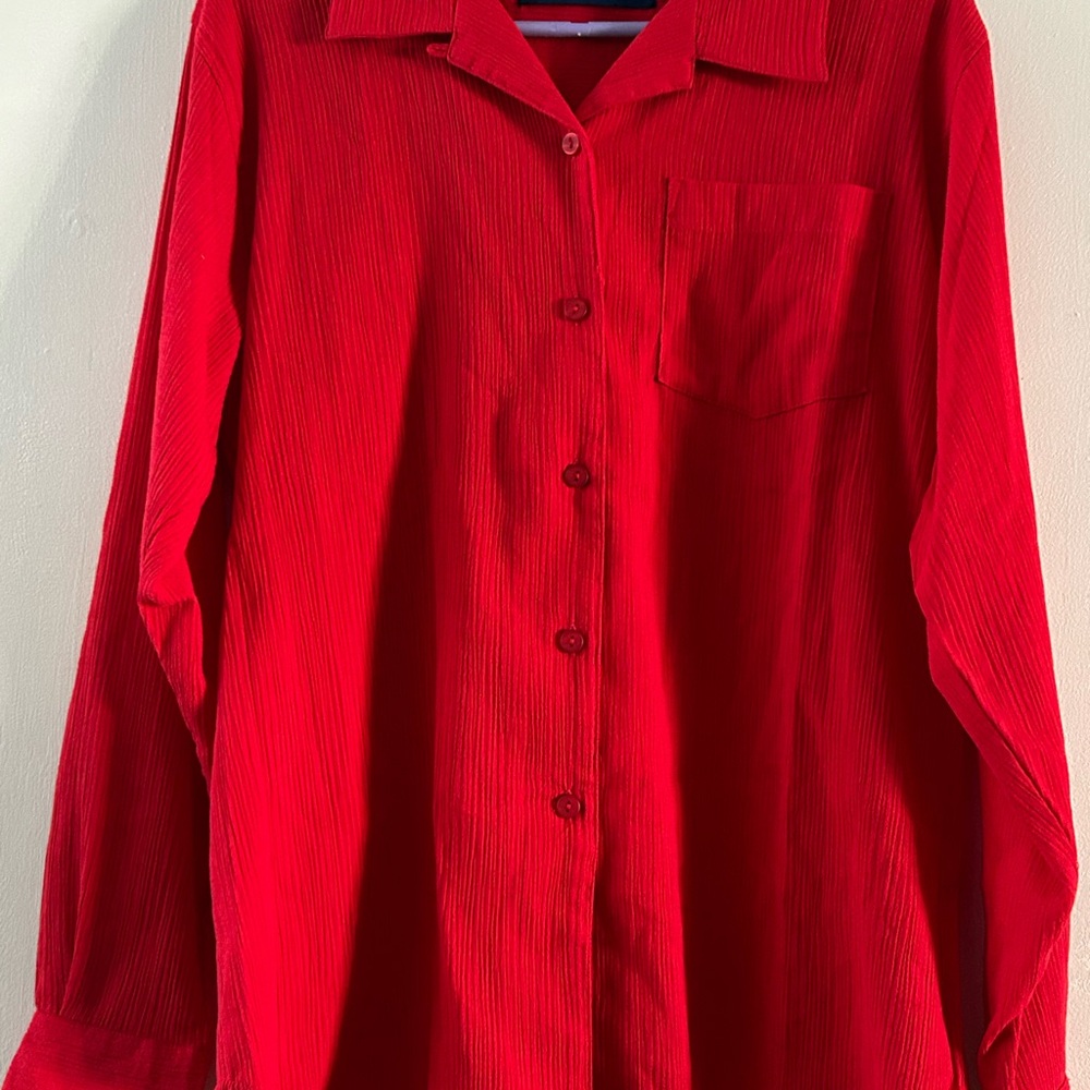 Karen Scott Red Button Down Shirt